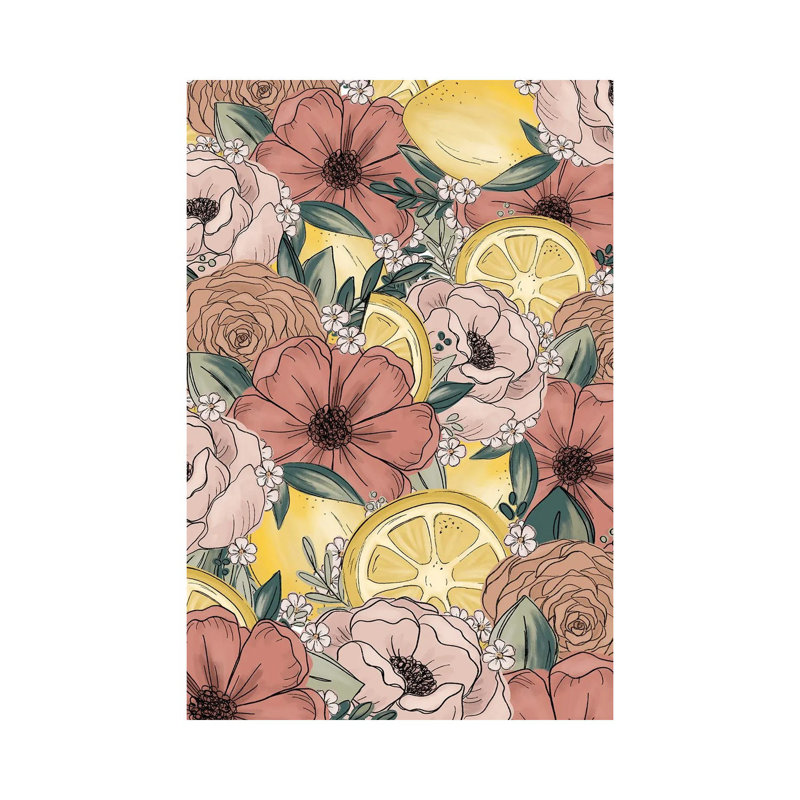 Lemon Sketched Florals by Katie Bryant - Wrapped Canvas Gallery-Wrapped Canvas Giclée, 66.04 cm H x 45.72 cm W x 3.175 cm D