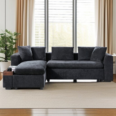 Canapé modulaire en chenille avec rangement et coussins Trace