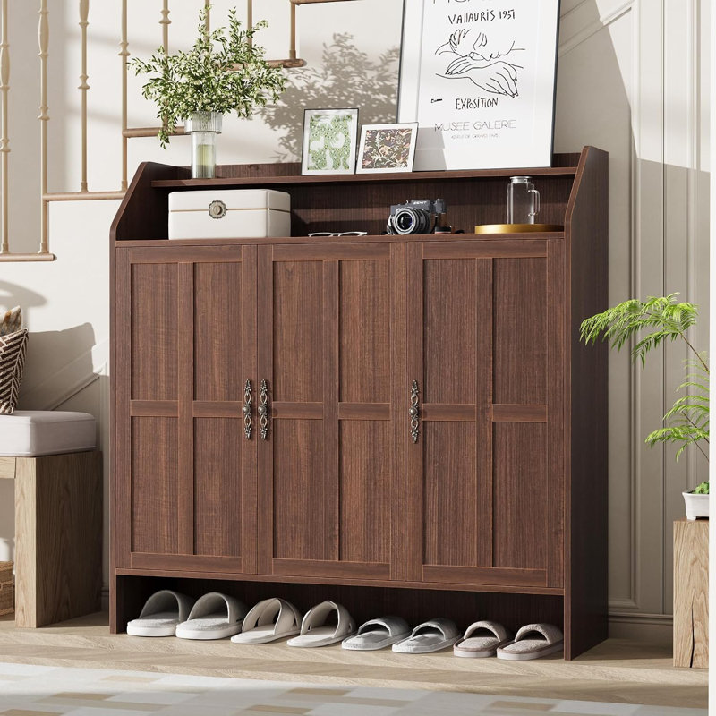 Armoire de rangement pour chaussures Farmhouse, H 47,2 po x l 46,7 po x P 13,8 po, Brun