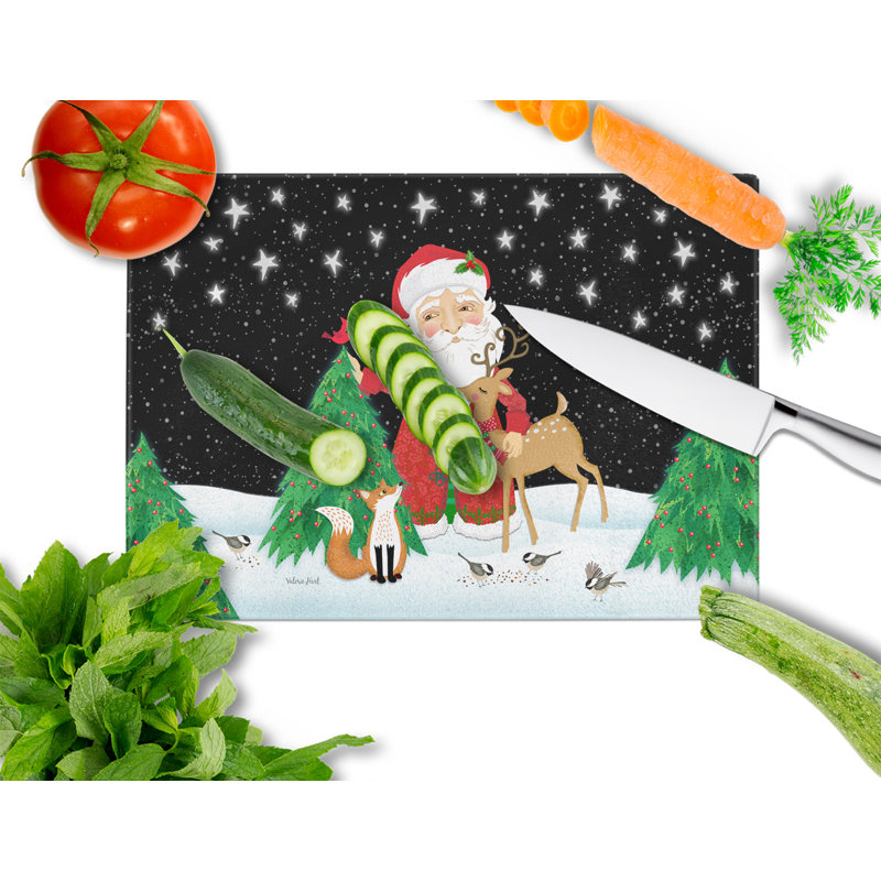 Planche à découper père noël de noël en verre trempé caroline