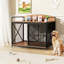 42.8" Large Dog Crate Furniture For Large Medium Dog, Farmhouse Wooden Dog Kennel Indoor End Table, Decorative Pet House For Large Dogs-1772361249