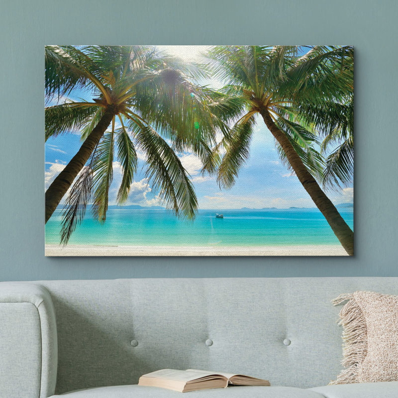 Art sur toile océan, palmiers tropicaux, Toile tendue, H 12 po x l 18 po