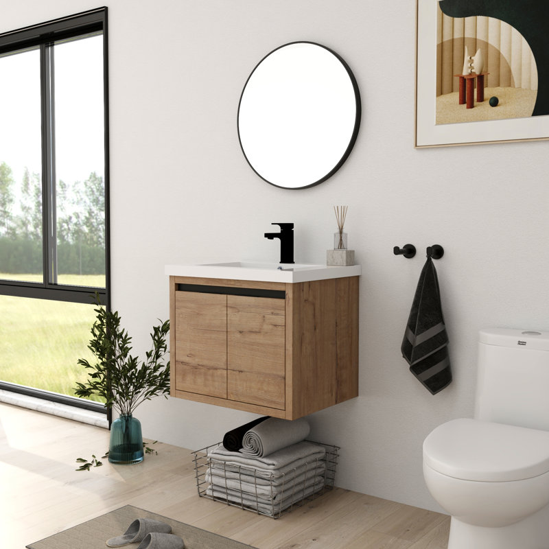 Meuble-lavabo mural simple 24 po Zalet, Beige, 24"
