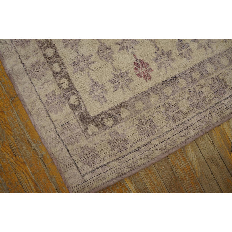 Light Ivory Color Antique Small Size Tribal Geometric Indian Agra Cotton Pile Area Rug