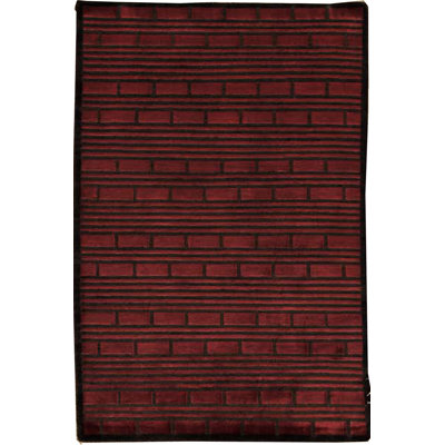 Geometric Hand-Knotted Wool Wine/Black Area Rug