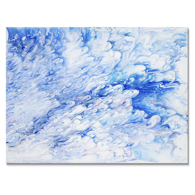 Art sur marbre bleu et blanc - reproduction sur toile, H 12 po x l 20 po, Toile tendue