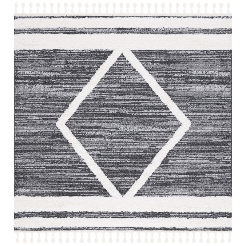 Jeanean Tassel Shag Performance Argyle Rug, Square 6'7"