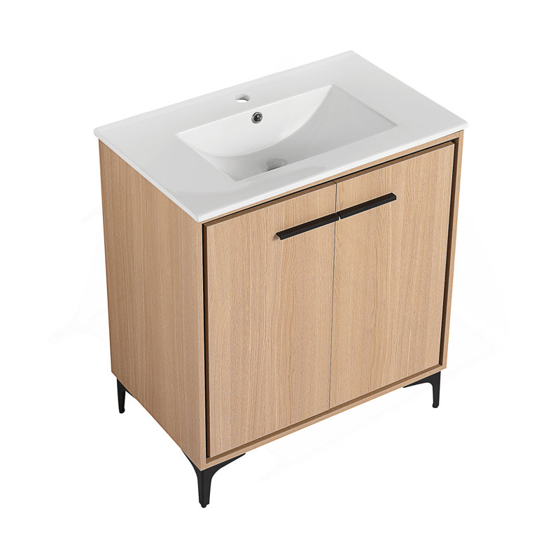 Base de meuble-lavabo 30 po avec lavabo, armoire de rangement avec portes, bois d'ingénierie