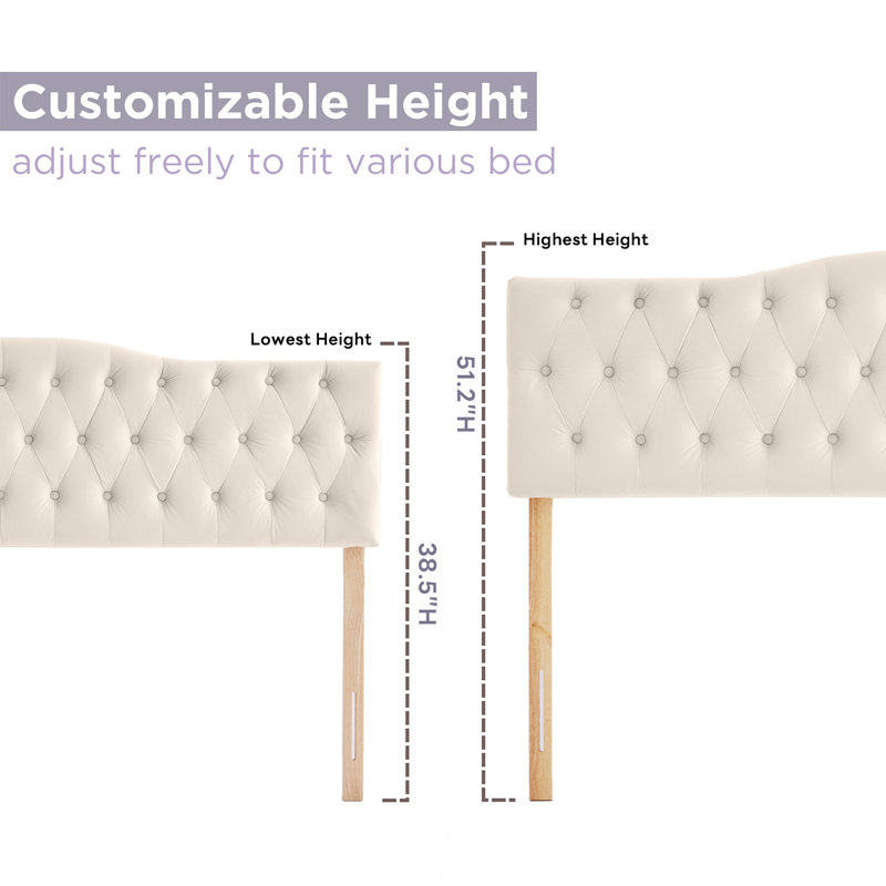 Tête de lit tapissier Aveigha, Grand, Velours beige