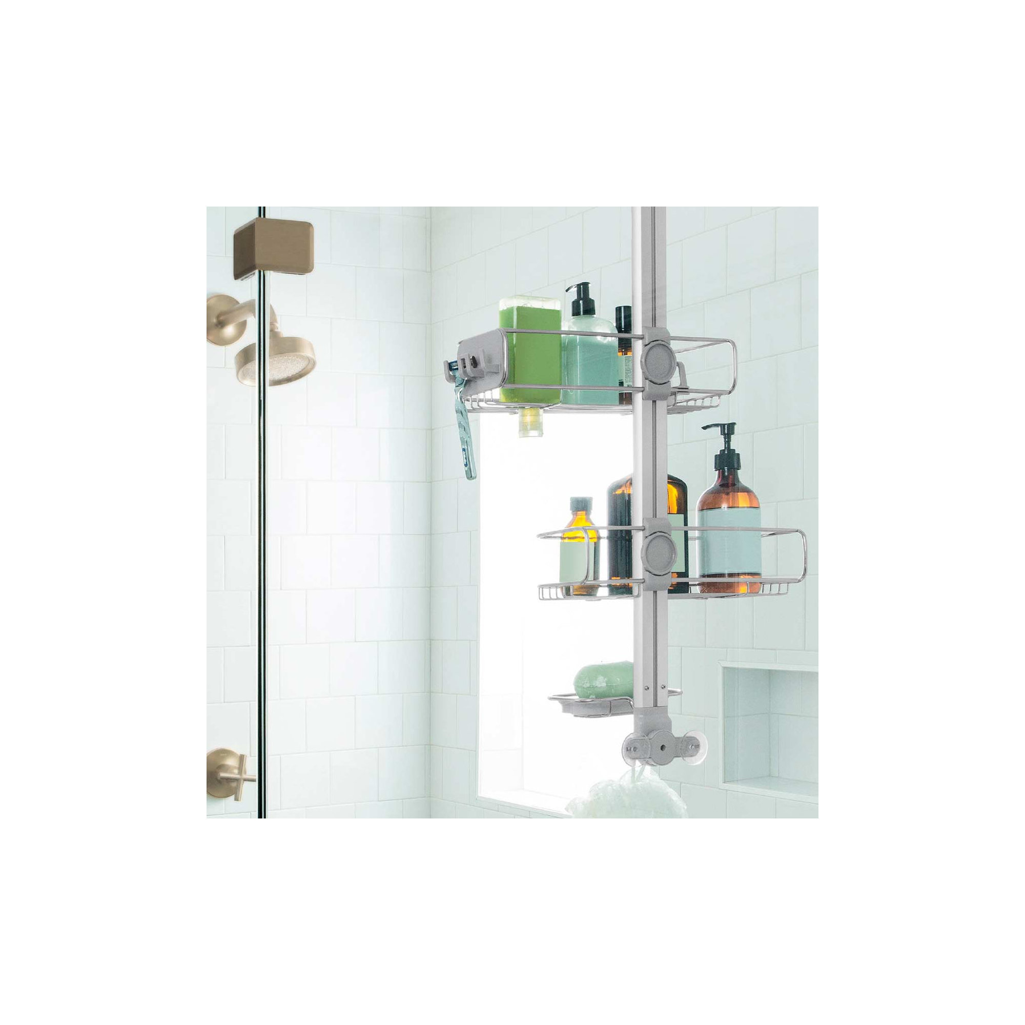 Simplehuman Adjustable Shower Caddy, Stainless Steel and Anodized Aluminum, Over Door