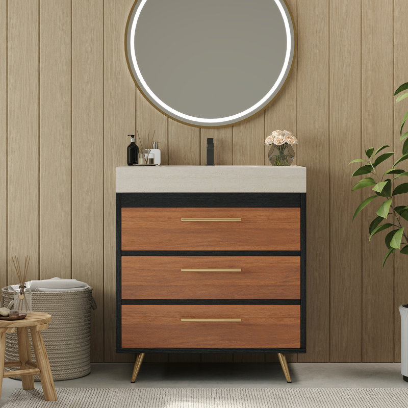 Meuble-lavabo Minimalist, Brown/Black, Beige
