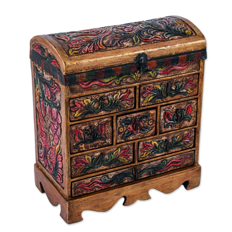 Boîte à bijoux en bois et cuir Bright Hummingbird