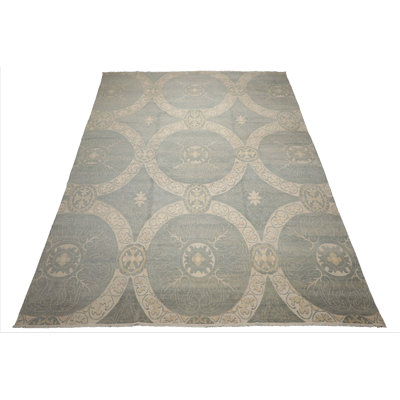 11'9''x15'3" Hand Knotted All-Over Transitional Medallion Wool Area Rug