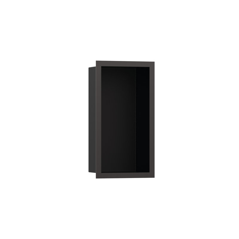 Niche murale individuelle XtraStoris noir mat avec cadre 15,38 po x 9,5 po x 4 po, Chrome poli noir
