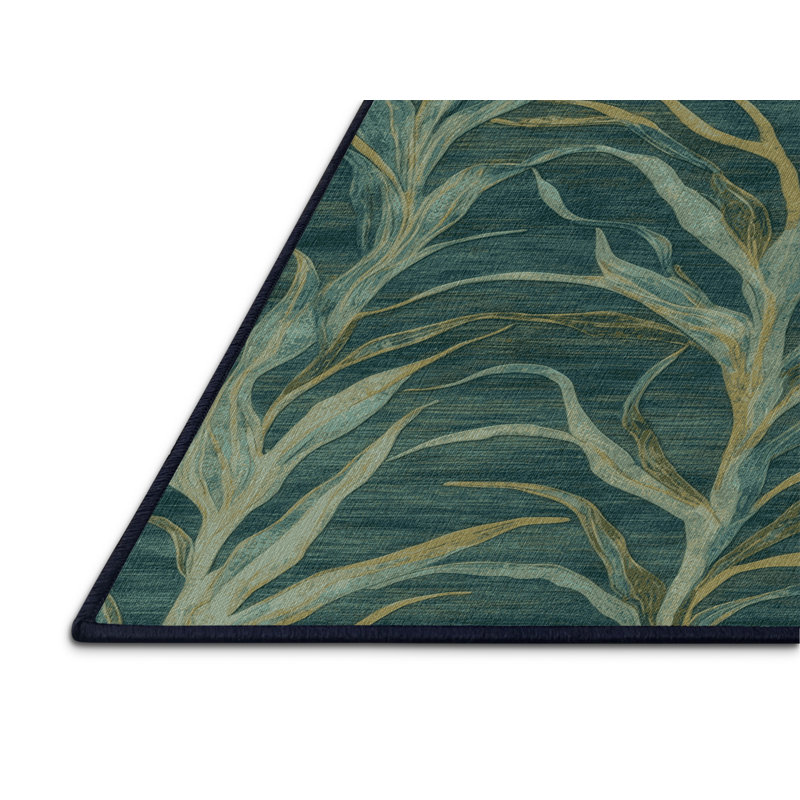 Machine Washable Nature Blue Area Rug, Rectangle 2' x 3'
