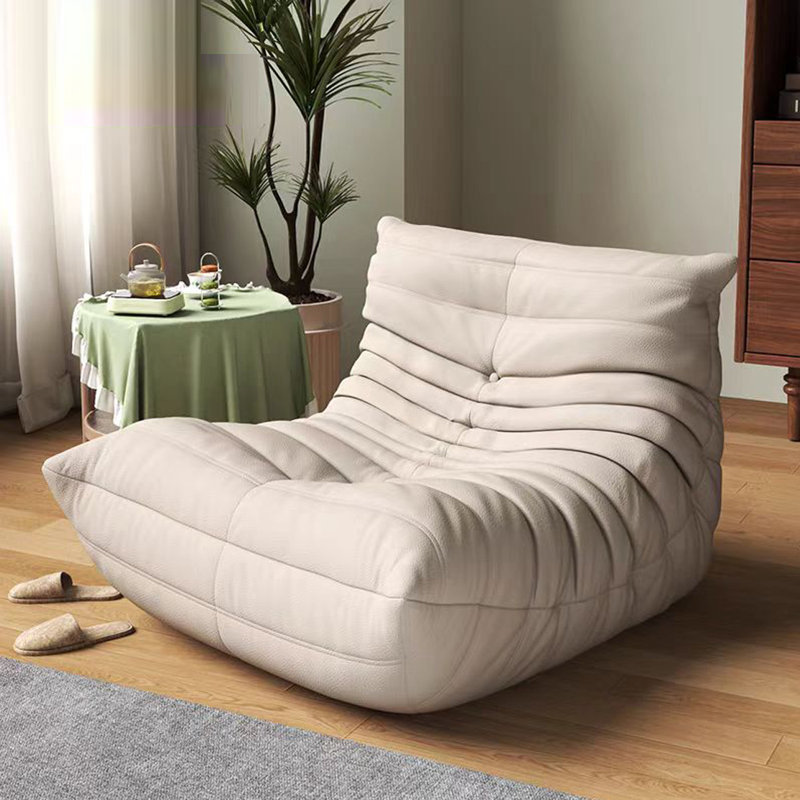 Canapé rétro paresseux chenille, Similicuir beige