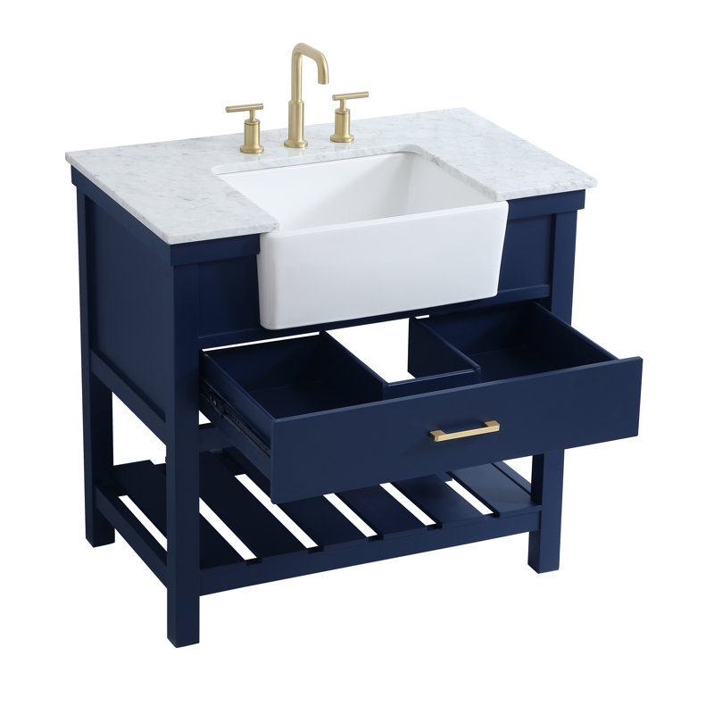 Meuble-lavabo simple 36 po Pelaghia, Bleu