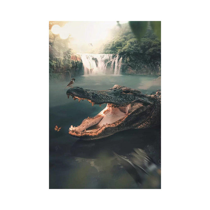 Crocodile by Zenja Gammer - Print on Canvas, Wrapped Canvas, 20.32 cm H x 30.48 cm W