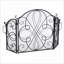 Pare-étincelles, 3 panneaux de 55,75 po de largeur à motif floral pliable traditionnel | Fer | Noir + argent