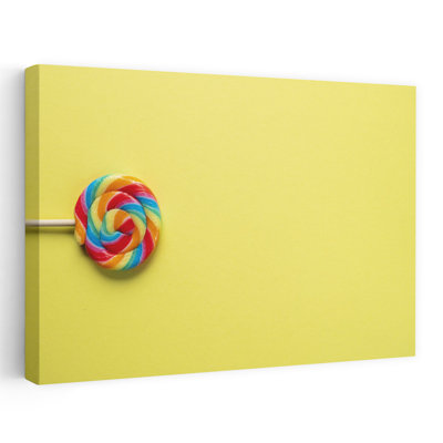 Rainbow Swirl Lollipop Classic Colorful Minimalist Landscape Nature Wall Art Print 1 Piece Wrapped Canvas Wall Art