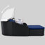 Lit de bronzage d'extérieur 79,9 "avec auvent réglable, double méridienne, lit de repos en rotin PE, osier noir et coussin bleu-600093294
