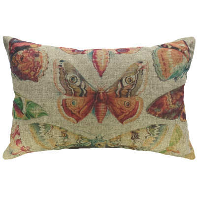  Butterfly Pattern Linen Lumbar Pillow