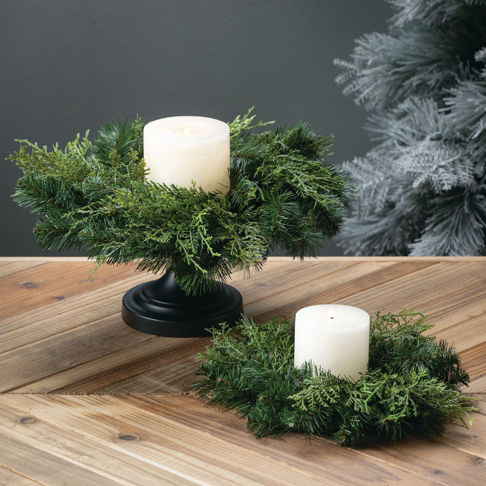 Faux Fir Wreath, 12" H x 12" W x 3" D