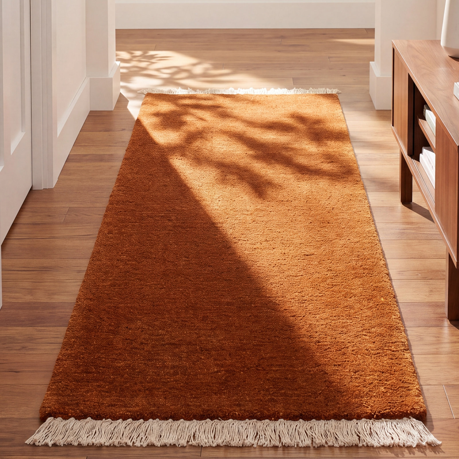 Clio Hand-Woven Gray Wool Rug, Runner 2'6" x 8'