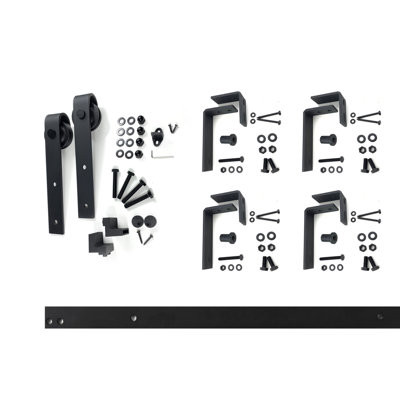 Ensemble de quincaillerie de dérivation convertible simple à double rail noir rustique