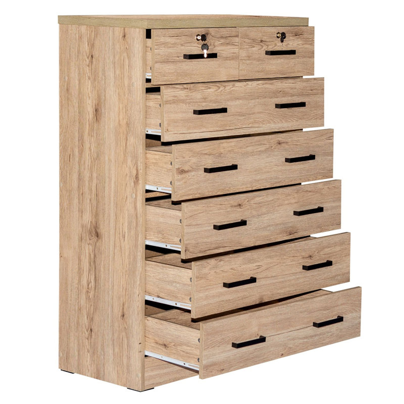 Maray 31.5'' W 7 - Drawer Dresser, Natural Oak