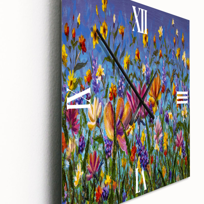 Horloge murale marguerites et fleurs sauvages en été, Moyen