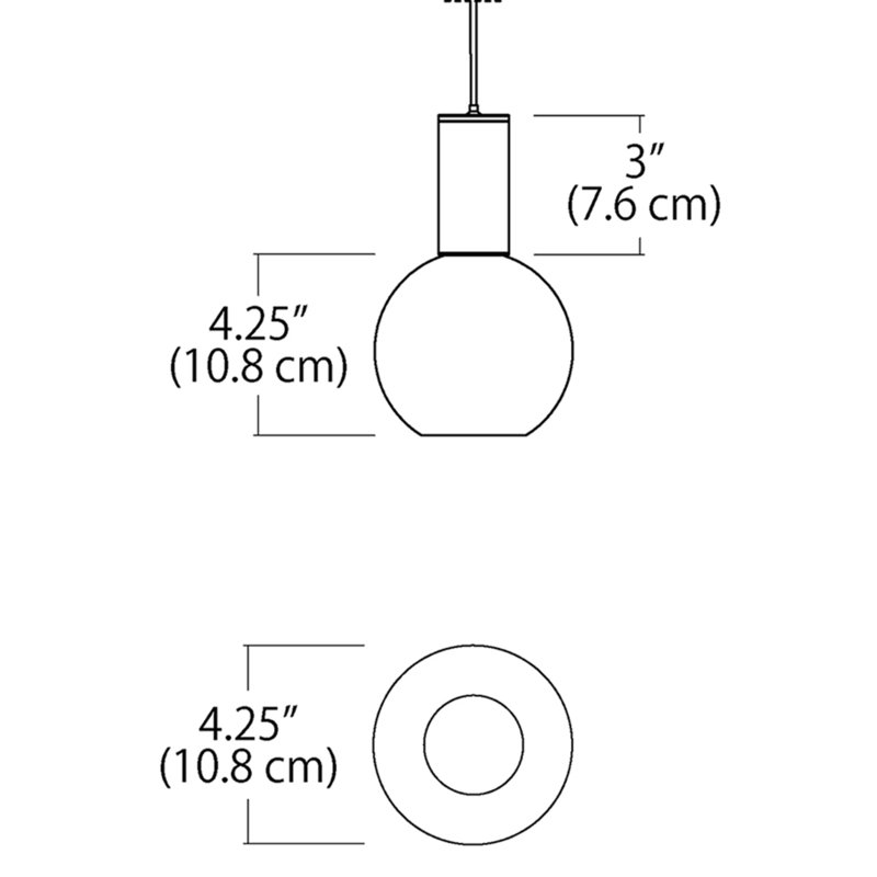 1 - Light Single Globe LED Pendant, Polished Chrome, 4.25" H x 4.25" W x 4.25" D
