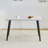 Modern Minimalist Glass Dining Table with Marble Texture & Black Legs-188619246