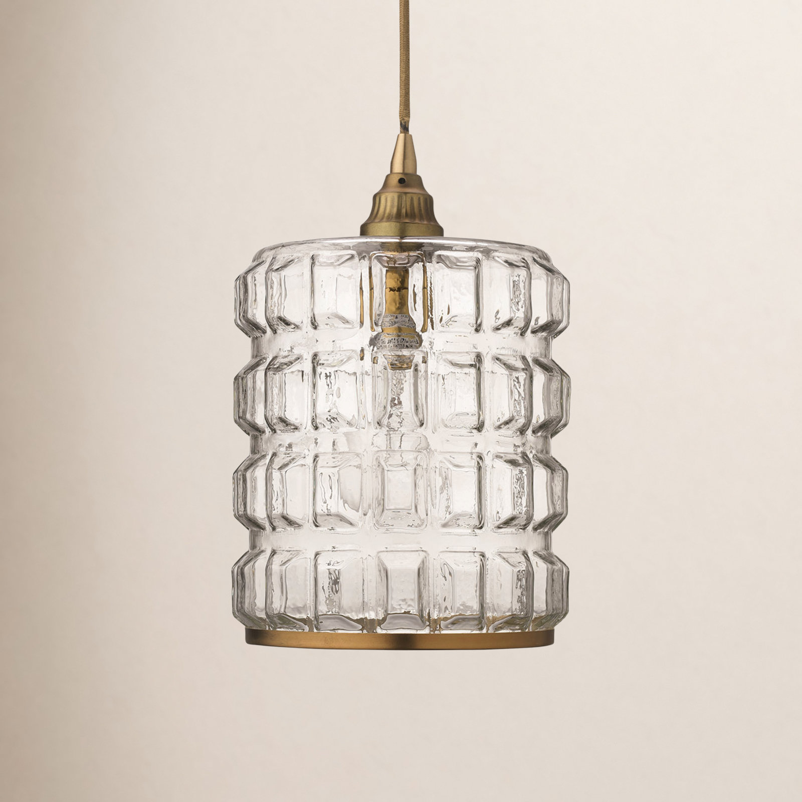 Madison Single Light Glass Dimmable Pendant, Brass