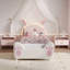 Fun Rabbit-Shaped Single Children's Bed, Upholstered Platform Bed Frame With LED And Headboard, Princess Bed Frame With Slats, White(90×200Cm)-475857062
