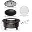 Outsunny 81cm Outdoor Fire Pit Round with Grill Net, Poker Bronze Tone