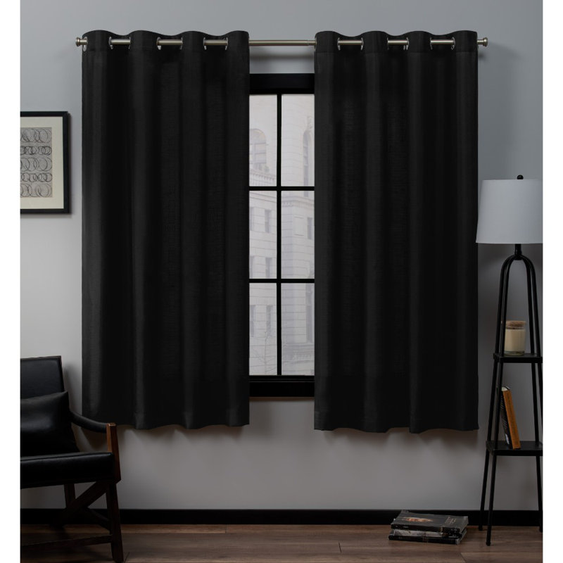 Loha GT Aaliyah Solid Color Semi-Sheer Grommet Curtain Panels, Natural, 52" W x 63" L