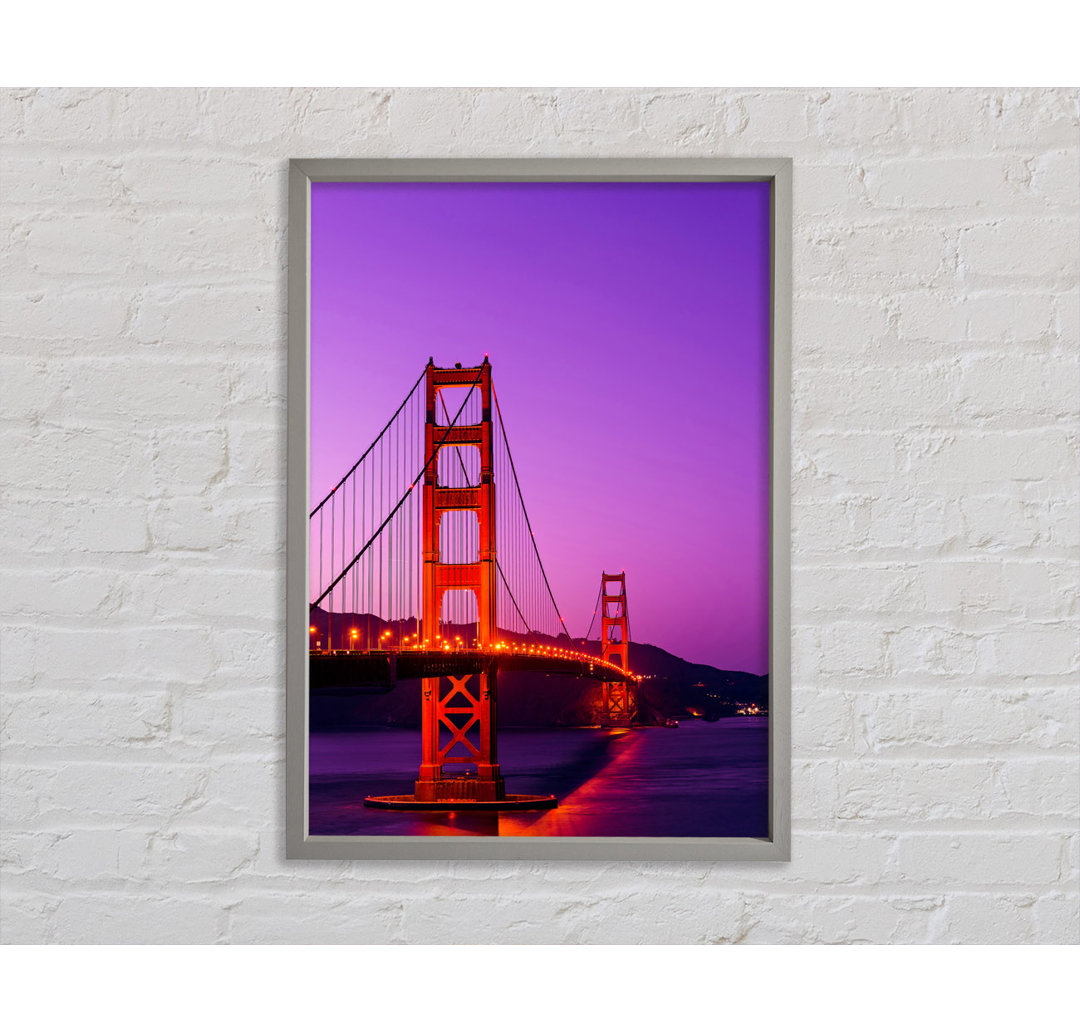 Golden Gate Bridge Pink Sky Glow - Einzelner Bilderrahmen Kunstdrucke auf Leinwand