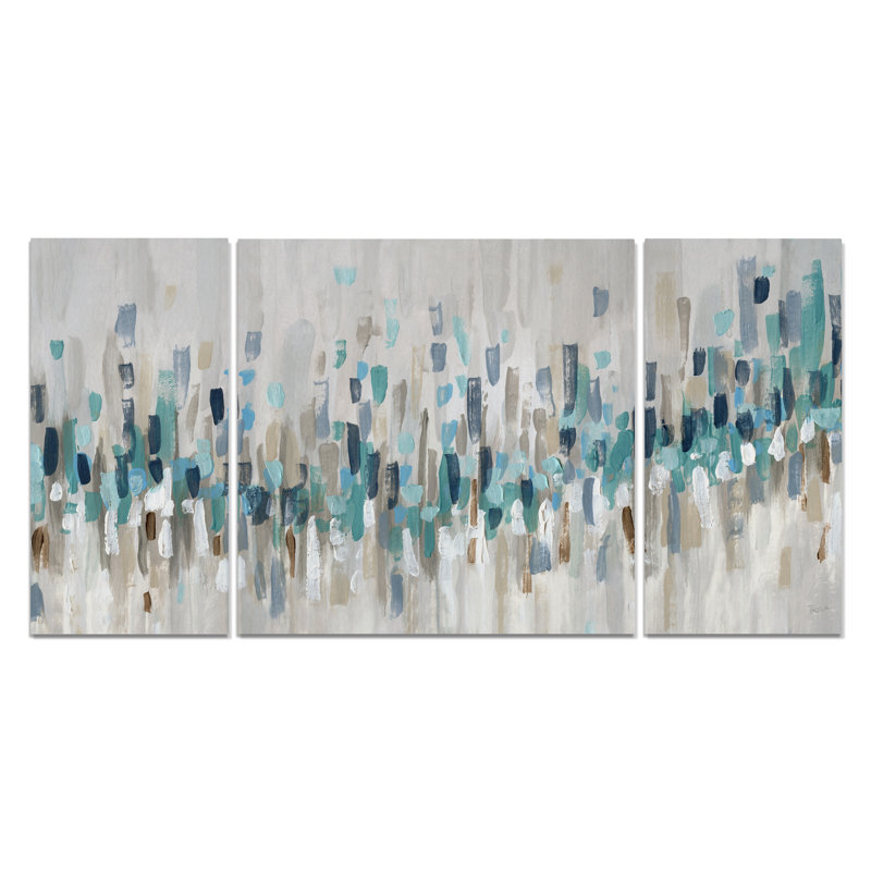 " Blue Staccato " Painting Print, 24" H x 48" W x 1.5" D