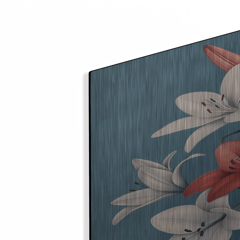 Abstrait lys roses et bleus blancs 2 pi par Momart, H 36 po x l 24 po