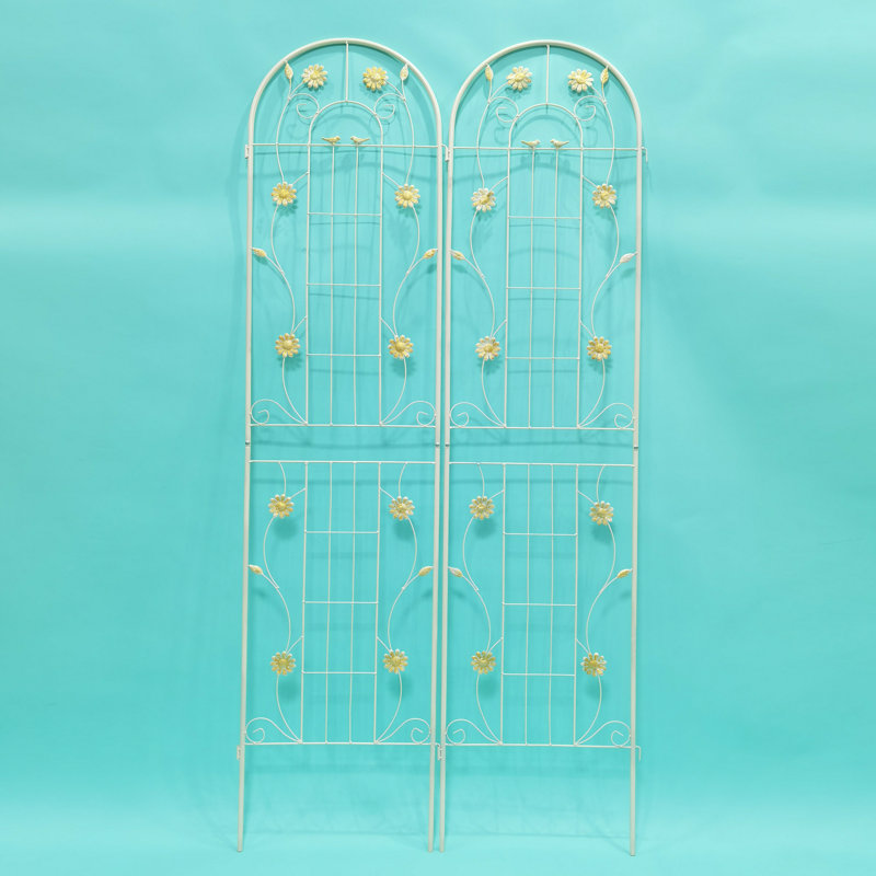 Paquet de 2, treillis de jardin en métal 86,7 "x 19,7" antirouille pour plantes grimpantes, crème de soutien pour fleurs d'extérieur