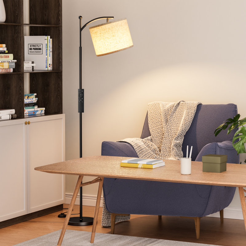 62'' Stepless Dimmable Arched Floor Lamp With Remote Control