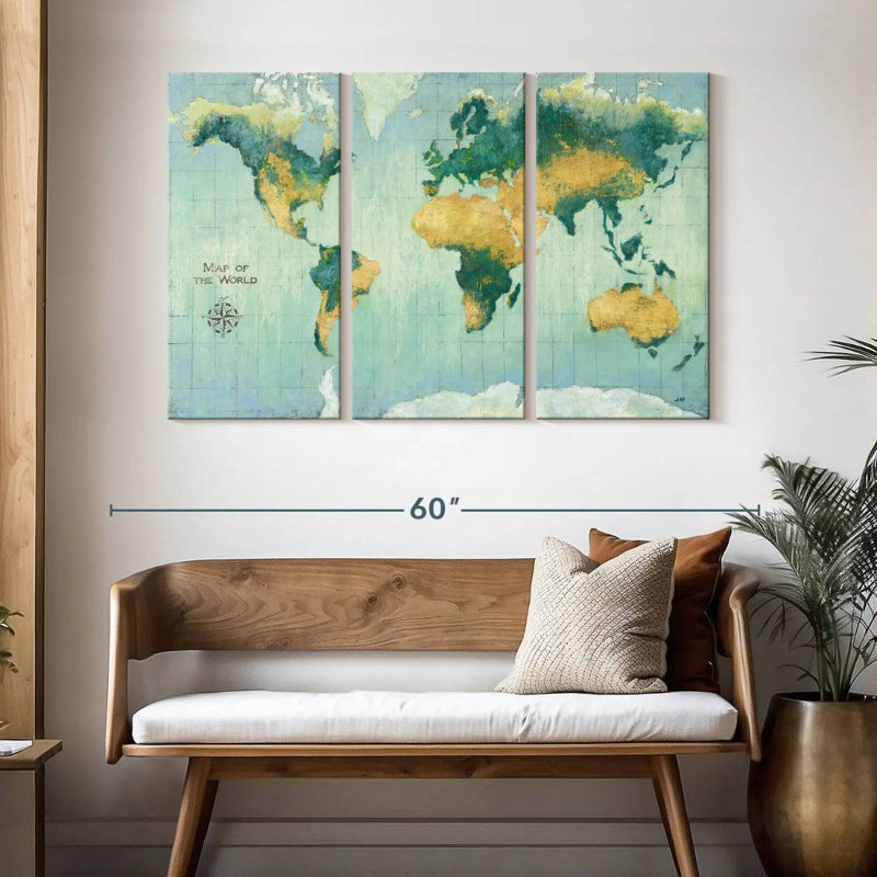 Aliaz Earth Map, 32" H x 50" W