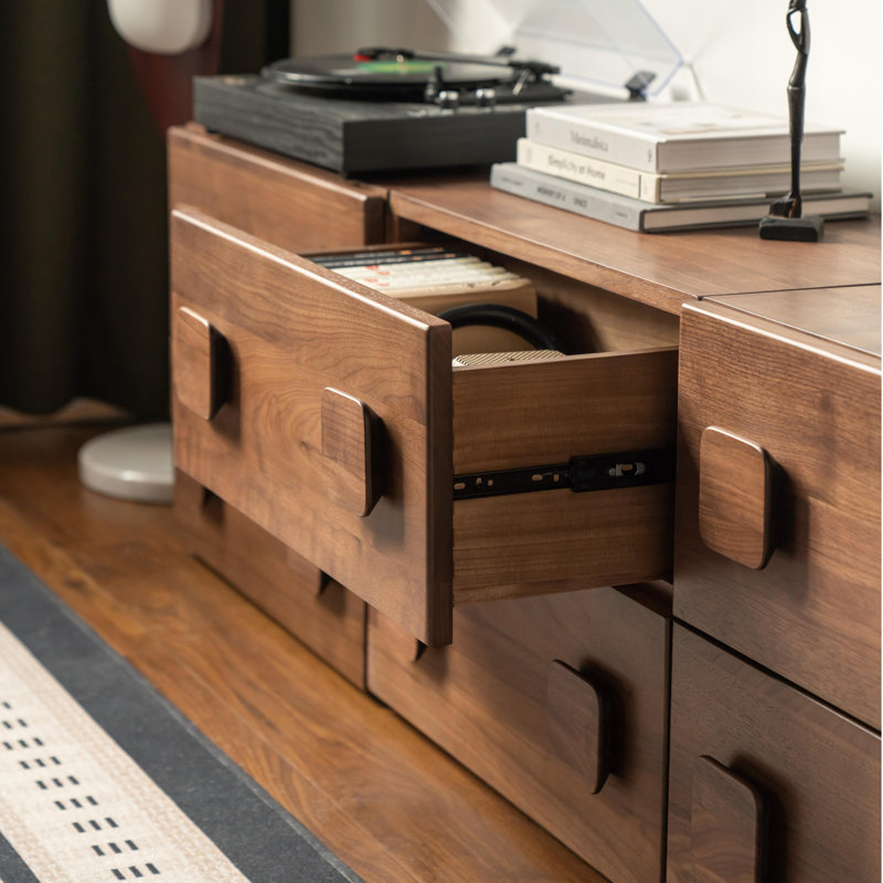 Table de chevet en chêne massif MCM avec 2 tiroirs pour le rangement de la chambre à coucher