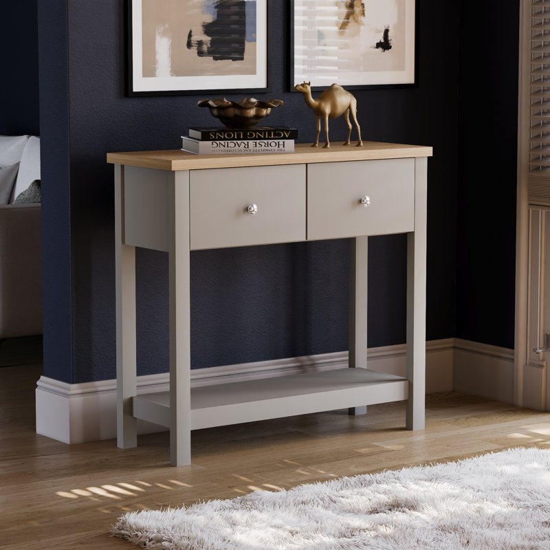 Beacsfield 2 Drawer Console Table Hallway & Living Room Furniture Shaker Style, Grey