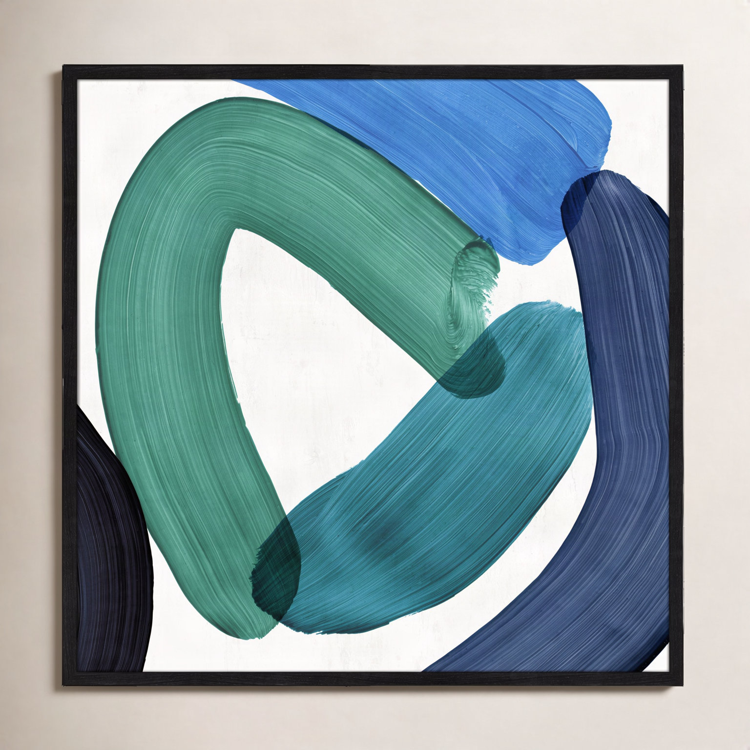 Smooth Bend I Painting, 32" H x 32" W x 0.75" D, Black Framed