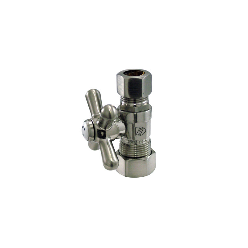 Quarter Turn Valves Bathroom Sink with Cross Handles, Satin Nickel