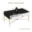 Table basse moderne en noir et blanc avec 2 tiroirs, table de rangement de salon