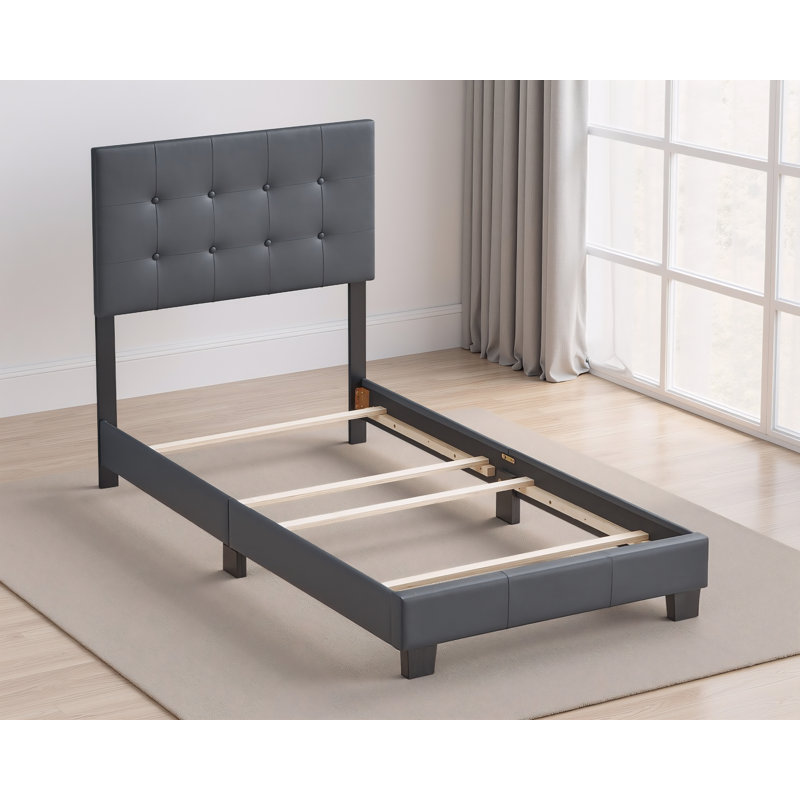 Ensemble de 2 lits simples en similicuir gris foncé Patras, Lit simple, Gris foncé