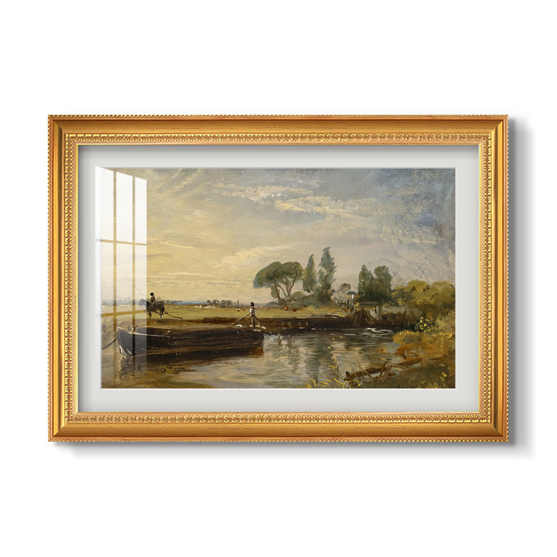 Péniche en aval de l'écluse de Flatford, vers 1810 - John Constable - Estampe encadrée sur mesure, Or florentin perlé